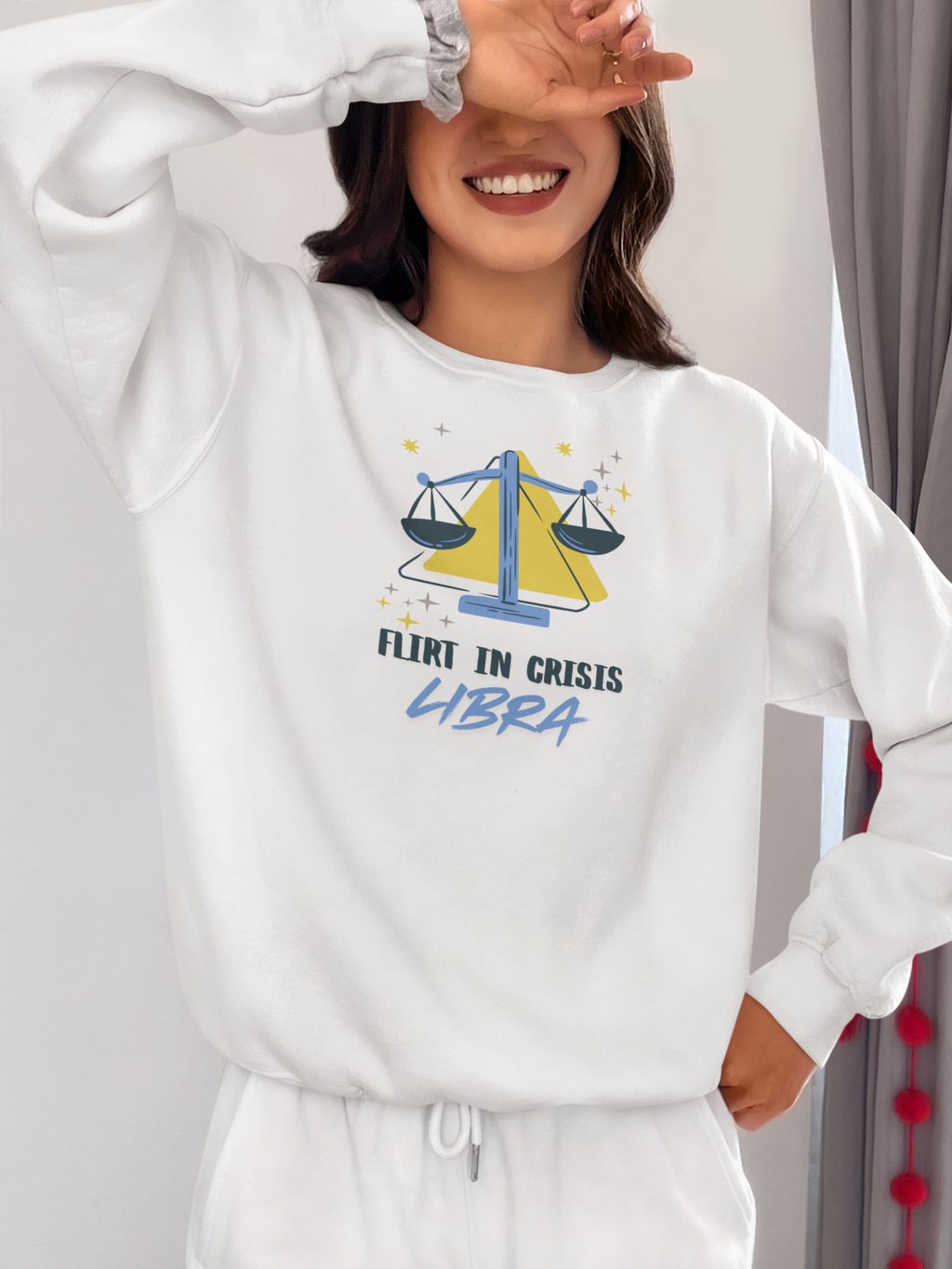 Libra Sweatshirt – “Flirt in Crisis”