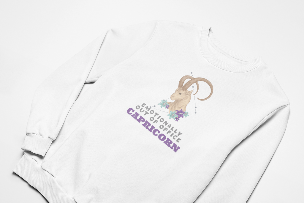 Capricorn Sweatshirt – “Emotionally Out of Office”