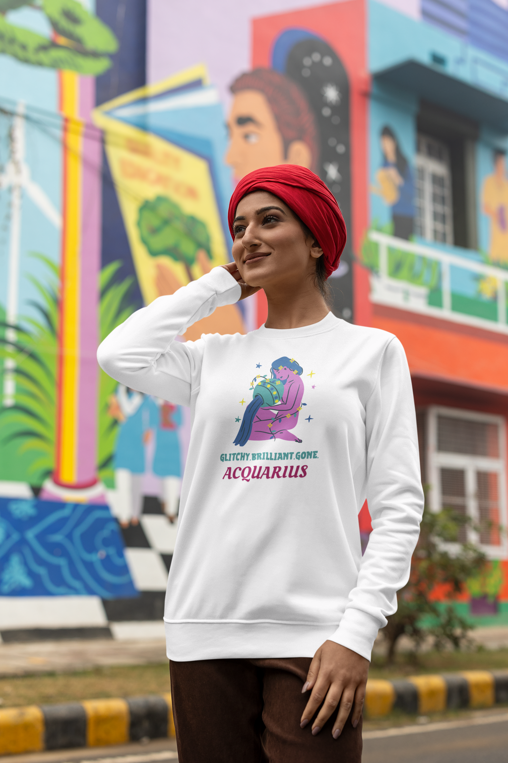 Aquarius Sweatshirt – “Glitchy, Brilliant, Gone”